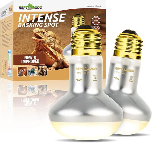 REPTI ZOO 2 Pack Reptile Heat Lamp, 75W Reptile Basking Bulb Simulate Natural Sunlight Heating Lamp Bulb, UVA Heat Lamp Bulb for Reptiles Chickens Heating Use in Kuwait