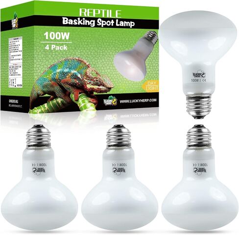 LUCKY HERP 4 Pack 75W لمبة مصباح الحرارة الزواحف (الجيل الثاني)، لمبة الإضاءة البرمائية، لمبة ضوء النهار للزواحف للسلحفاة، التنين الملتحي، استخدام تسخين السحلية in Kuwait