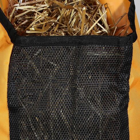 حقيبة حمل Hay Feeder 1200 D من Majestic Ally للخيول والأغنام مع زخرفة عاكسة - تقلل من النفايات - تأتي مع شبكة قش مقاس 91.44 سم. (أسود) in Saudi Arabia