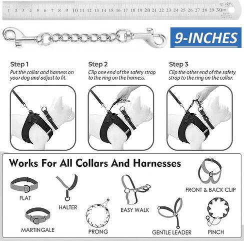 MOZETO Dog Collar Safety Clip, Stainless Steel Prong Collar Harness Backup in Saudi Arabia