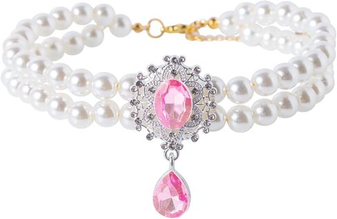 2 Row Pearls Collar for Cats Pearl Dog Collar Rhinestone Necklaces for Small Dogs Collar Accessories Cat Pearl Collar (Medium, Crystal) in Saudi Arabia