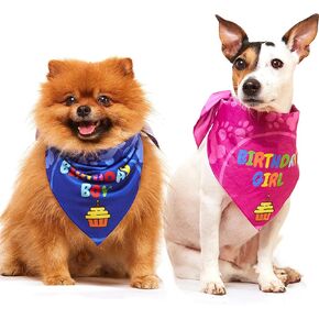 Dog Birthday Party Supplies - Dog Birthday Bandana Set - Birthday Boy Bandana for Medium, Large Dogs, Party Hat, Crown and Cute Dog Birthday Banner with It's My Birthday Mother Puppers Sign