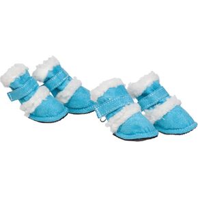 حذاء Shearling للكلاب من Pet Life 'Duggz' - حذاء شتوي للكلاب مزود بخطاف وحلقة مزدوجة لدعم الكاحل - مجموعة من 4 أحذية للكلاب in Kuwait