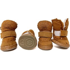 Dog Boots, Dog Shoes for Small Dogs Chihuahua, Anti-Slip Paw Protectors for Snow Winter (Brown, Size1)