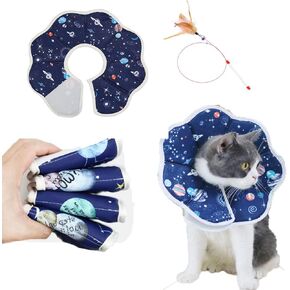 Soft Cat Cone,and Pet Teaser Cat Toy Recovery Cone Collar for Cats After Surgery to Stop Licking Scratching,Elizabethan Collar of Shame Alternative for Kitten Puppy (L) in Kuwait