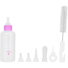 6PCS/ Set Pet Puppy Kitten Feeding Bottle Small Dog Cat Milk Nursing Care Kit Liquid Feeding Supplies 60ml with Replacement Nipples()