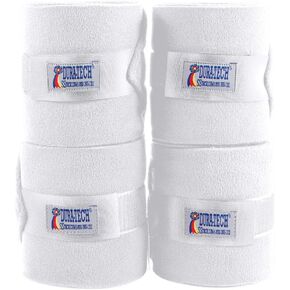 16oz Deluxe Polo Wraps for Horses | Color White | Ultra Plush Double Thick Fleece | Excellent Support | Absorbs Shock | Reinforced Hook & Loop | Set of 4