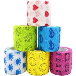 Stmandy Vet Wrap Bulk, Bandage Wrap Vet Tape 2 Inch,Waterproof Self Adherent for The People or The pet(cat, Dog, Horse and so one) who was injure or Have Wounds (Cartoon)