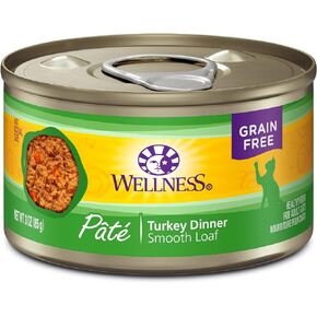 Wellness Complete Health Grain-Free Wet Canned Cat Food, Natural Ingredients, Made with Real Meat, All Breeds, Smooth Pate (Turkey Dinner, 3-Ounce Can, Pack of 24) in Kuwait