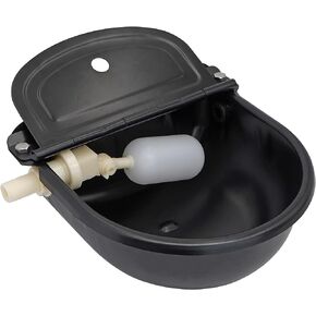Automatic Water Bowl with Float Valve Stainless Steel Livestock Water Trough for Dog Horse Cattle Pig Goat Sheep Black