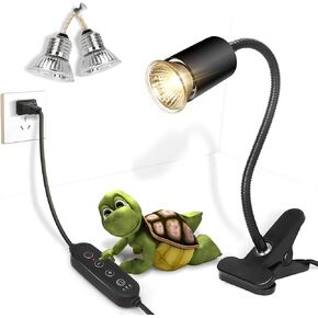 Fischuel Reptile Heat Lamp,Timed Heating Lamp with Clamp, Adjustable Habitat Basking Heat Lamp,UVA/UVB Light Lamp 360° Rotatable Clip and Power Adapter for Aquarium(Bulb Included) in Saudi Arabia