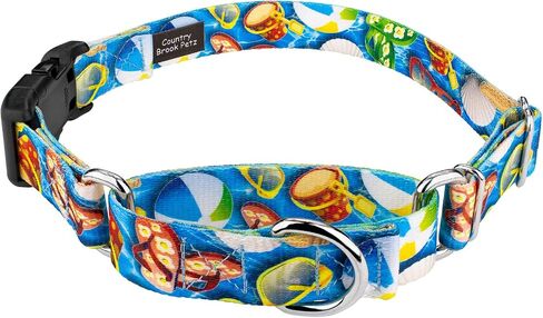 Country Brook Petz - طوق Anchor's Away Martingale للكلاب مع إبزيم فاخر - مجموعة Summer Breeze مع 4 تصميمات مشمسة (1 بوصة، كبيرة) in Kuwait