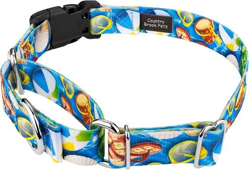 Country Brook Petz - طوق Anchor's Away Martingale للكلاب مع إبزيم فاخر - مجموعة Summer Breeze مع 4 تصميمات مشمسة (1 بوصة، كبيرة) in Kuwait