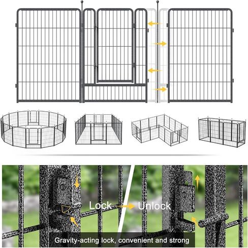 Mr IRONSTONE Dog Playpen with Anti-Rust Coating, Dog Fences, Dog Pens Outdoor/Indoor Pet Playpen for Large/Medium/Small Dogs, Portable & Foldable Pet Fence 32" Height 16 Panels. in Saudi Arabia