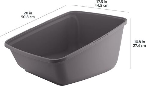 Amazon Basics High-Sided Easy-to-Clean Cat Litter Box, Large, Gray in Saudi Arabia