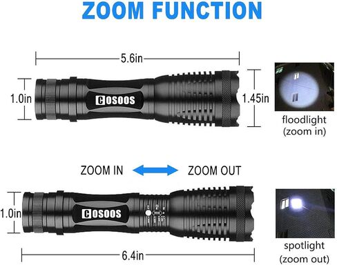 2 حزمة مصباح يدوي للأشعة فوق البنفسجية BlackLight، COSOOS 2 في 1 مصباح يدوي تكتيكي LED و395 نانومتر كاشف بول للحيوانات الأليفة بضوء أسود لبول الكلاب/القطط، البقع الجافة، بق الفراش، العقارب. in Kuwait