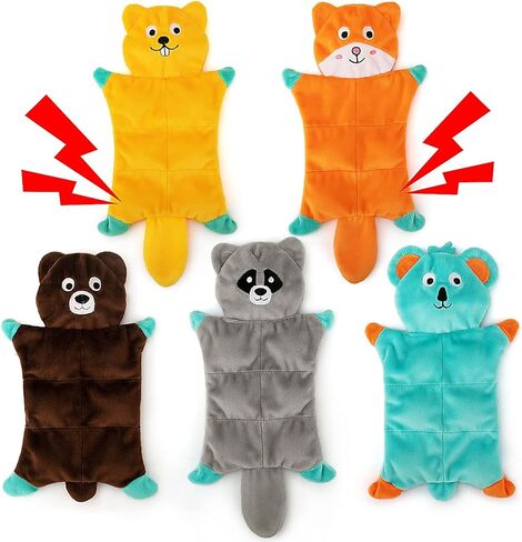 No Stuffing Dog Toys,5 Pack Dog Squeaky Toys Crinkle Plush Dog Toys Set for Puppy Teething, Durable Dog Chew Toys for Small Medium Dog,Cute Holiday Pet Toys for Playing Training Reducing Boredom in Kuwait