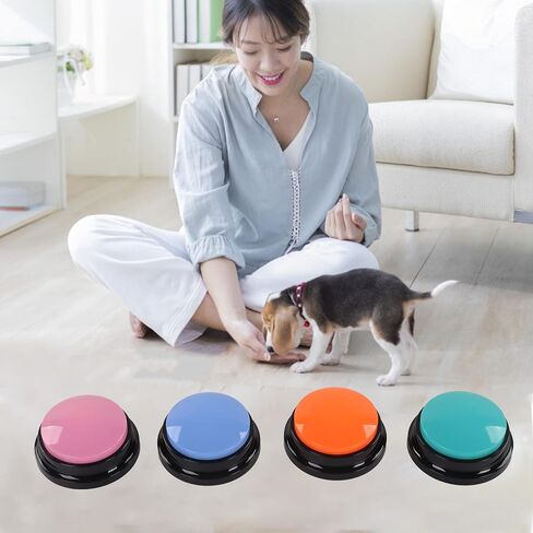 Sanpyl Dog Buttons for Communication, Voice Recording Buttons 30 Seconds Record Pet Training Buzzer, Dog Talking Button Set 4 Packs, Easy to Press, Funny Gift for Dog Cat Pet Training in Saudi Arabia