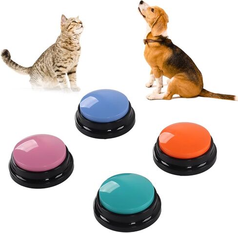 Sanpyl Dog Buttons for Communication, Voice Recording Buttons 30 Seconds Record Pet Training Buzzer, Dog Talking Button Set 4 Packs, Easy to Press, Funny Gift for Dog Cat Pet Training in Saudi Arabia