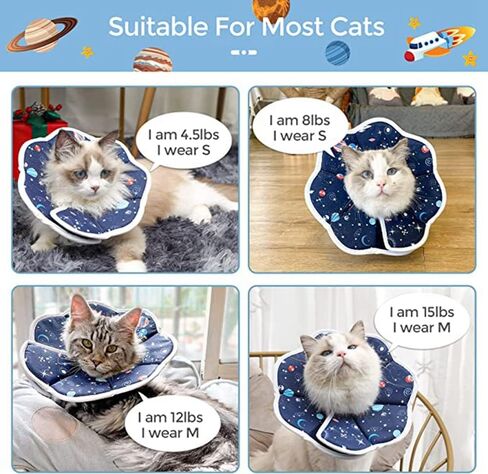 Soft Cat Cone,and Pet Teaser Cat Toy Recovery Cone Collar for Cats After Surgery to Stop Licking Scratching,Elizabethan Collar of Shame Alternative for Kitten Puppy (L) in Kuwait