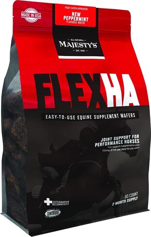 رقائق ماجيستي فليكس HA - مكمل دعم مفاصل الحصان / الخيول عالي الأداء - HA، فيتامين C، اليوكا، الجلوكوزامين - 60 قطعة (كمية تكفي لمدة شهرين) in Kuwait