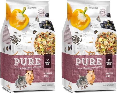 Witte Molen Pure Hamster Food Seed Mixture Mealworms, Sunflower Seeds, Puffed Rice, Grape Nuts, No Artificial Preservatives Dry Food, 1.7 lbs (2 Pack in Saudi Arabia
