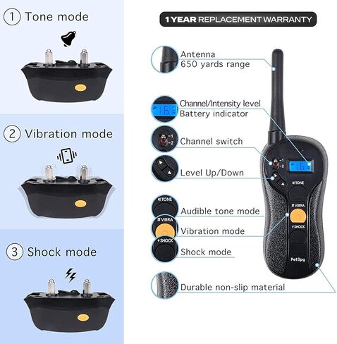 PetSpy Training & Behavior Aids Bundle. Ultrasonic Dog Bark Deterrent and Dog Training Shock Collar with Vibration, Shock & Waterproof Remote in Kuwait