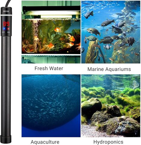 INKBIRDPLUS 300 واط سخان حوض السمك الغاطس من التيتانيوم لخزان الأسماك ترموستات تلقائي مع قراءة درجة الحرارة الرقمية LED وجهاز التحكم في درجة الحرارة الخارجية للمياه المالحة والمياه العذبة in Kuwait