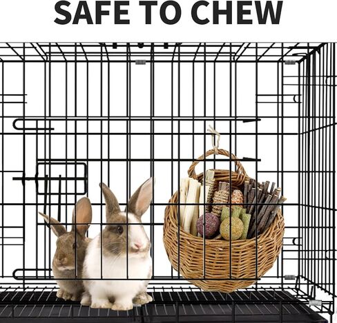 AYAWOW أرنب مضغ اللعب شينشيلا الأرنب الفئران اللعب الروطان سلة معلقة مع تيموثي القش الطبيعية العصي مضغ يعامل لأسنان خنزير غينيا الهامستر الأرنب أرنب in Kuwait