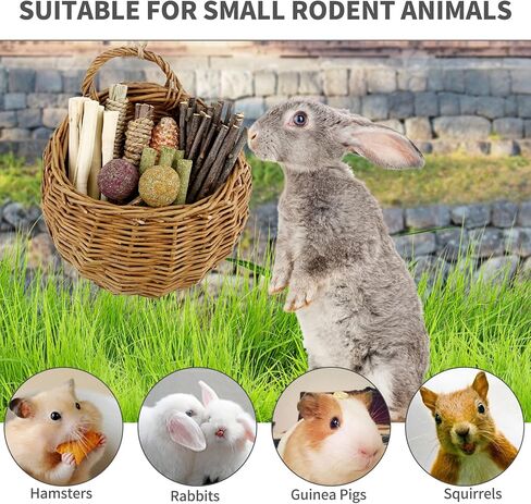 AYAWOW أرنب مضغ اللعب شينشيلا الأرنب الفئران اللعب الروطان سلة معلقة مع تيموثي القش الطبيعية العصي مضغ يعامل لأسنان خنزير غينيا الهامستر الأرنب أرنب in Kuwait