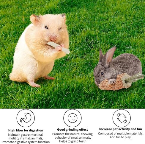 AYAWOW أرنب مضغ اللعب شينشيلا الأرنب الفئران اللعب الروطان سلة معلقة مع تيموثي القش الطبيعية العصي مضغ يعامل لأسنان خنزير غينيا الهامستر الأرنب أرنب in Kuwait