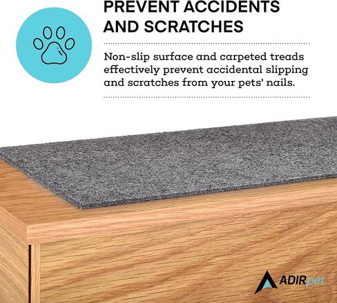 AdirPets Deluxe 3-Step Pet Stairs with Non-Slip Surface and Carpeted Treads - Sleek Pet Steps for Small Dogs, Cats, Elderly or Disabled Pets - Supports Up to 175lbs Weight - Black in Kuwait