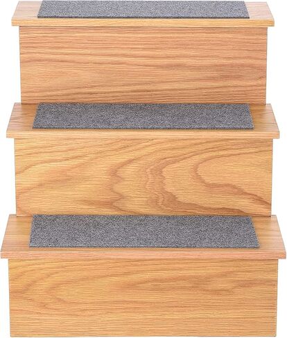 AdirPets Deluxe 3-Step Pet Stairs with Non-Slip Surface and Carpeted Treads - Sleek Pet Steps for Small Dogs, Cats, Elderly or Disabled Pets - Supports Up to 175lbs Weight - Black in Kuwait