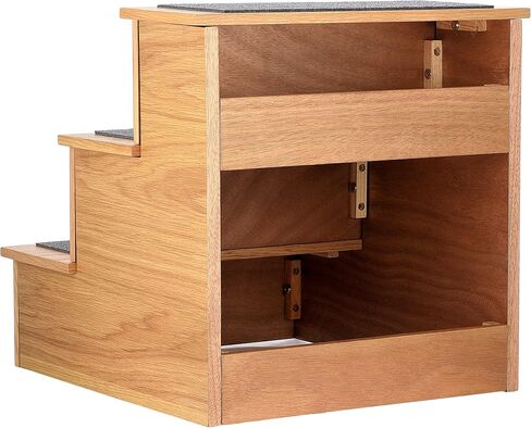 AdirPets Deluxe 3-Step Pet Stairs with Non-Slip Surface and Carpeted Treads - Sleek Pet Steps for Small Dogs, Cats, Elderly or Disabled Pets - Supports Up to 175lbs Weight - Black in Kuwait