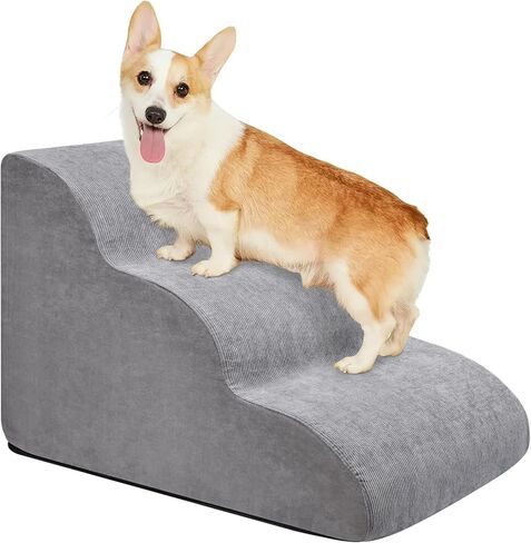 Dog Stairs for Small Dogs -3 Tiers Pet Steps for Bed and Couch, 16 inch Anti-Skid Dog Ramp with Removable Cover for Short-Legged Dogs, Arthritic Dogs or Senior Dogs in Kuwait
