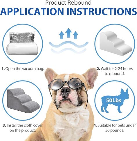 Dog Stairs for Small Dogs -3 Tiers Pet Steps for Bed and Couch, 16 inch Anti-Skid Dog Ramp with Removable Cover for Short-Legged Dogs, Arthritic Dogs or Senior Dogs in Kuwait