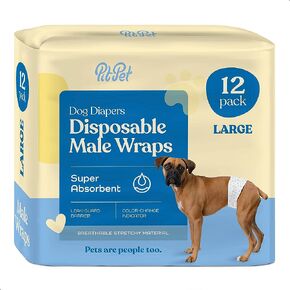 Comfortable Male Dog Diapers - 30-Pack Super Absorbent Disposable Male Dog Wraps- FlashDry Gel Technology, Wetness Indicator Doggie Diapers- Leakproof Belly Wraps for Incontinence, Excitable Urination