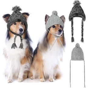 2 Pieces Winter Dog Hat Pet Dog Knitted Hat Soft Warm Pom Dog Beanie Dog Snood Headwear Hats in Saudi Arabia