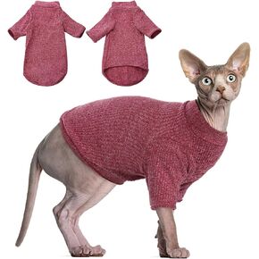 قميص DENTRUN Sphynx للقطط بدون شعر، تي شيرت للقطط بأكمام طويلة، سترة بياقة مدورة قابلة للتنفس، ملابس رائعة للقطط بدون شعر، بذلة بيجامة لجميع المواسم