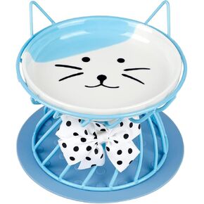 Dorakitten Anti-Vomiting Raised Cat Feeder, Ceramic, 4"