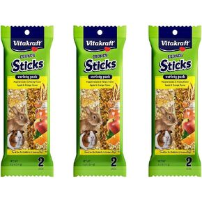 Vitakraft 6 Pack of Crunch Sticks, Variety Pack of Popped Grain & Honey and Apple & Orange, for Rabbits and Guinea Pigs in Saudi Arabia