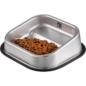 Nicelock Stainless Steel Dog Bowl, Slanted Dog Bowls, Tilted Angle Bulldog Feeder, Non-Slip & Non-Spill & Premium Material & Easier to Eat, for Flat-Faced Dog Breeds or Cats in Saudi Arabia