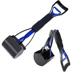 مجرفة بوبر محمولة بمقبض طويل للكلاب الكبيرة والصغيرة من كويتا، مغرفة بوبر للحيوانات الاليفة غير قابلة للكسر مع زنبرك متين عالي القوة، سهلة الاستخدام للمروج والعشب والأوساخ والحصى (ازرق) in Kuwait