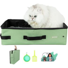 petisfam Portable Cat Travel Litter Box with Zipped Lid, No Leakage, No Smell, Easy to Carry, Easy to Use in Hotels, Car