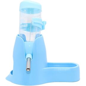 Hamster Water Bottle with Food Container Base Hut Drinking Dispenser for Dwarf Hamster Rats Mouse Gerbil Mice（Blue 80ML）