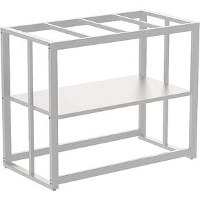 Fizgot White Fish Tank Stand 40 Gallon, Double Layer Metal Aquarium Stand with Storage, 36.5" x 18.5" x 29.5" Breeder Reptile Tank Stand in Kuwait