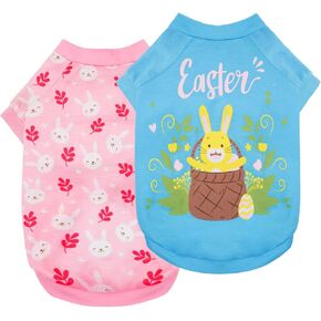 KYEESE Easters Day Dog Shirts 2 Pack Holiday Theme Lightweight Stretchy Dog T-Shirts for Medium Dogs Doggie Shirts