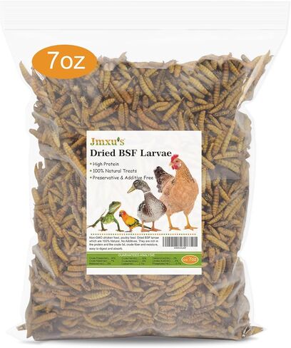 Jmxu's 5LB Dried Black Soldier Fly Larvae for Chicken or Birds, High Protein Chicken Feed, Premium Nutritious BSF Larvae Treats for Laying Hens, Ducks, Reptiles, Lizard, Turtles in Kuwait