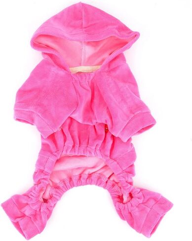 SEIMAI Dog Hoodies Jumpsuit for Small Dog Cat Puppy Rhinestone Crown Soft Velvet Autumn Winter Hooded Pajamas Tracksuit Outfits Sportswear Jacket with Hat Training Outdoor Pink M in Saudi Arabia