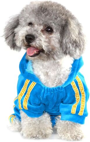 SEIMAI Dog Hoodies Jumpsuit for Small Dog Cat Puppy Rhinestone Crown Soft Velvet Autumn Winter Hooded Pajamas Tracksuit Outfits Sportswear Jacket with Hat Training Outdoor Pink M in Saudi Arabia